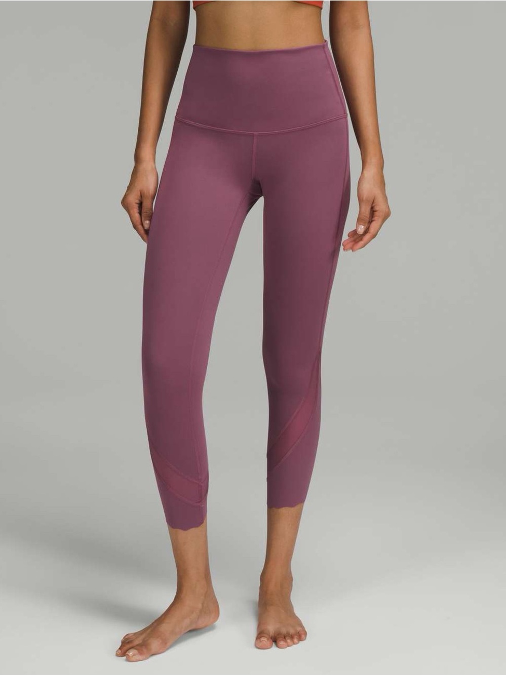 Lululemon Wunder Under Scalloped Hem High-Rise Crop Vintage Plum